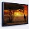 Designart - Typical African Sunset with Giraffe - Oversized African Landscape Framed Canvas Art